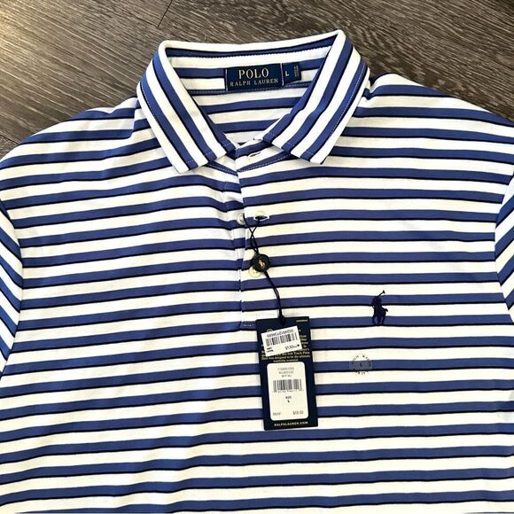 Polo Ralph Lauren Blue and White Striped Short Sleeve Polo New - Picture 3 of 6